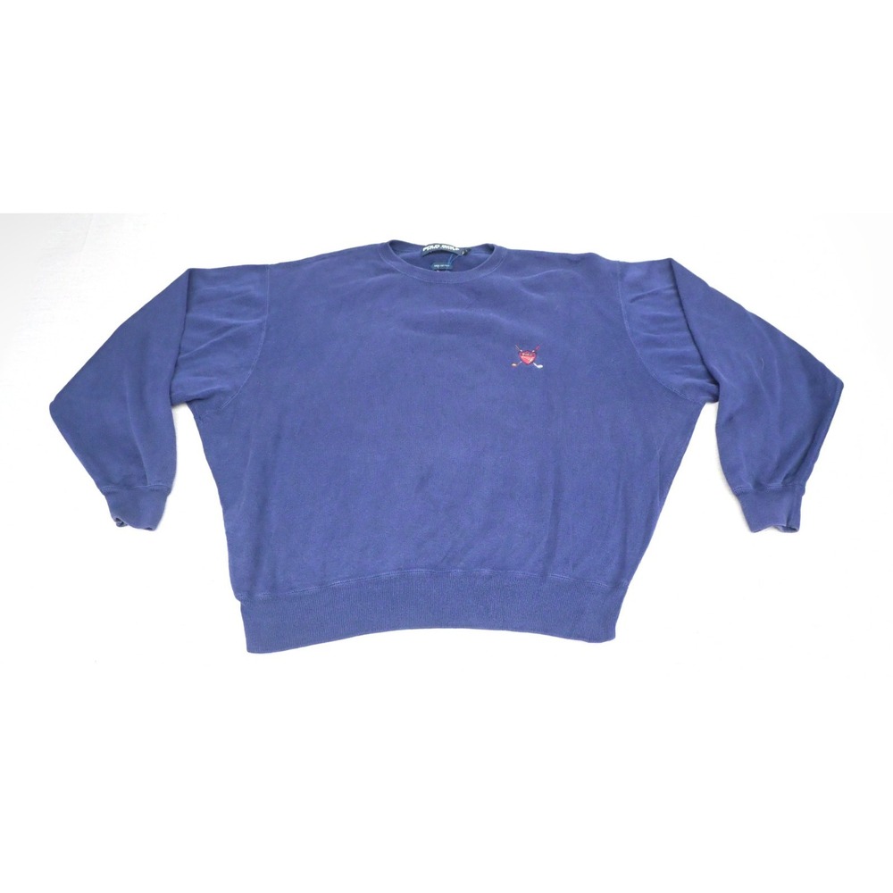 Polo Golf Ralph Lauren Vintage 90s Mens XL 100% Cotton Crewneck Sweater Blue